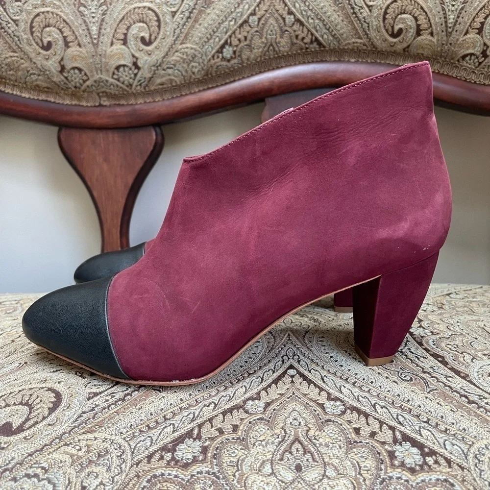 Loeffler Randall Nanette Burgundy Wine Suede Leather Booties Boots Shoes Size 8